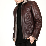 London Leather Coat // Claret Red (XS)