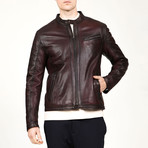 Oslo Leather Jacket // Claret Red (L)
