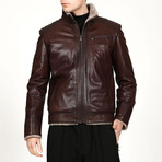 London Leather Coat // Claret Red (3XL)