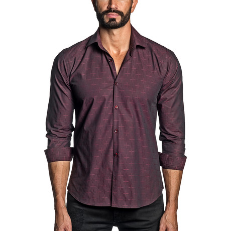 Jacquard Woven Shirt // Burgundy (S)