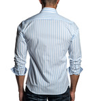 Striped Woven Shirt // White + Blue (L)
