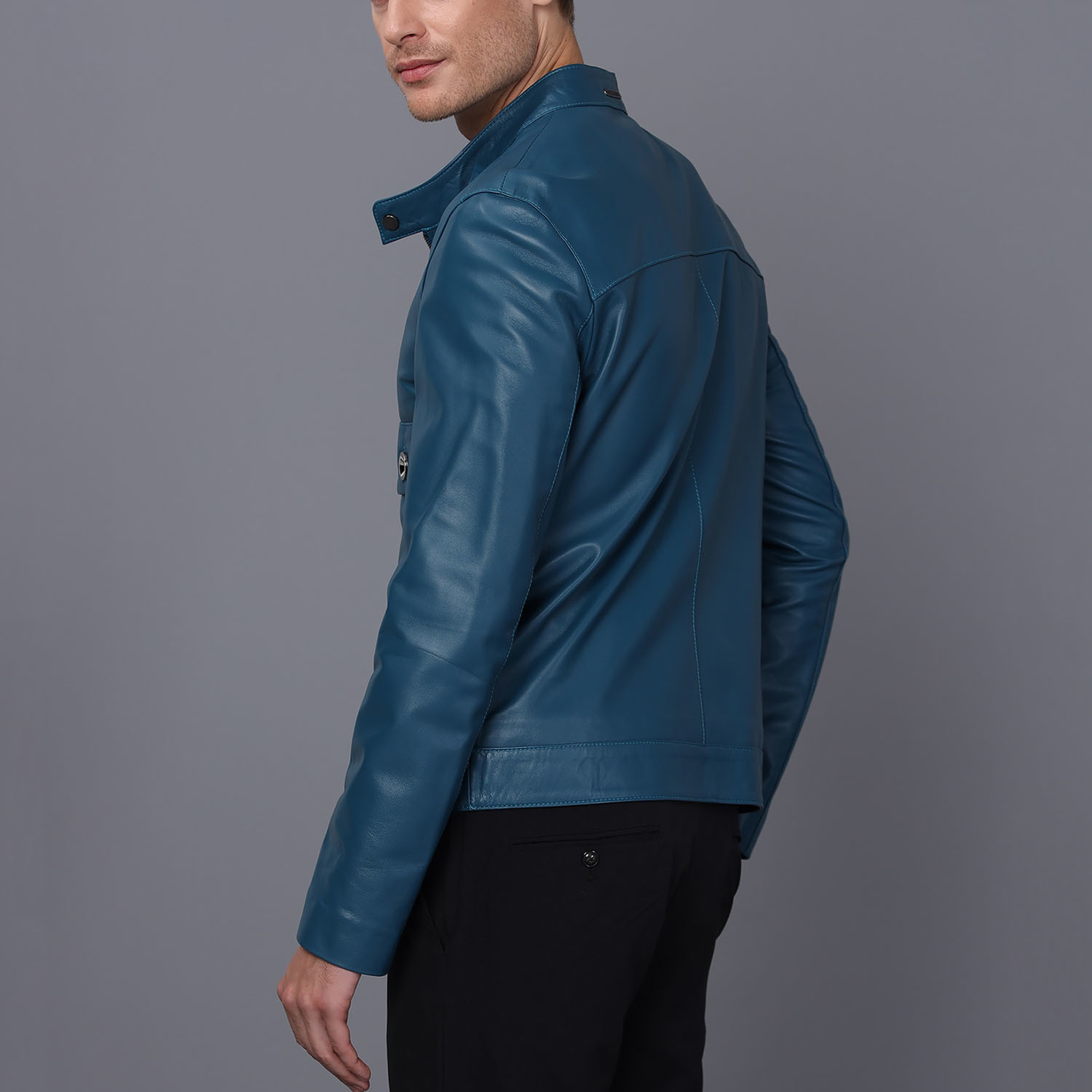 Turin Leather Jacket // Oil Blue (M) - Basics&More Leather Jackets ...