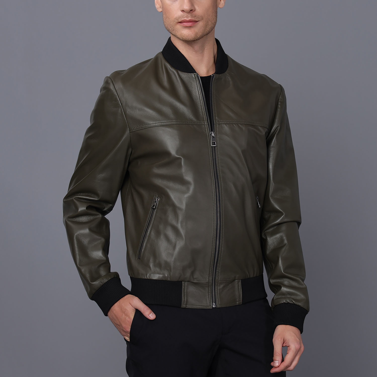 Munich Leather Jacket // Dark Green (XL) - Basics&More - Touch of Modern