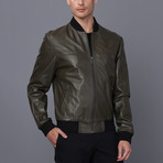 Munich Leather Jacket // Dark Green (3XL)