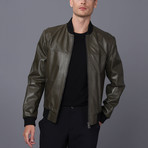 Munich Leather Jacket // Dark Green (L)
