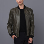 Munich Leather Jacket // Dark Green (3XL)
