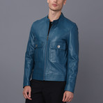 Turin Leather Jacket // Oil Blue (3XL)