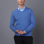 Solid Pullover Sweater // Blue Melange (2XL)