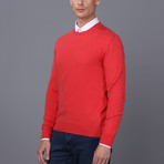 Solid Pullover Sweater // Red Melange (L)