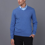 Solid Pullover Sweater // Blue Melange (S)