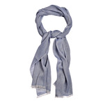 Contrast Tipped Baby Cashmere + Linen Blend Scarf // Light Blue