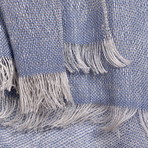 Contrast Tipped Baby Cashmere + Linen Blend Scarf // Light Blue