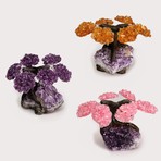 Gemstone Trees on Amethyst Matrix // Set of 3 // Rose Quartz + Citrine + Amethyst // Small