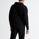 Sweatshirt Jacket + Lined Drawstring Hood // Black  (Small)