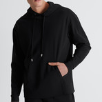 Sweatshirt Jacket + Lined Drawstring Hood // Black  (Small)