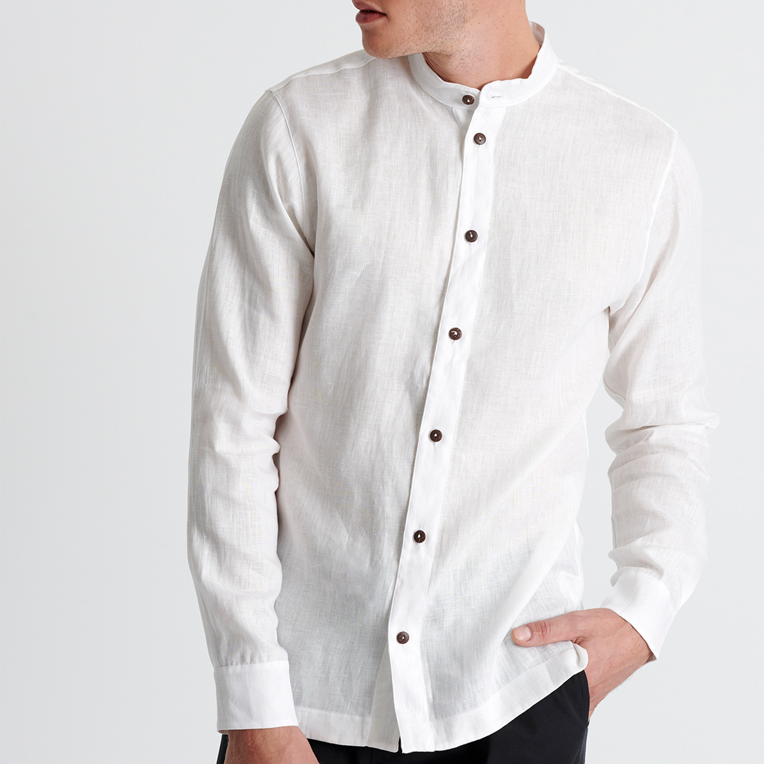 Mao Neck Shirt // White (X-Large) - SHAN - Touch of Modern