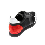 Leather Sneakers // Black + Red (Euro: 44)