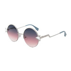 Women's Sunglasses // Silver + Purple Gradient