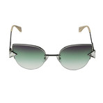 Women's Sunglasses // Silver + Green Gradient