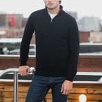 Lambswool Quarter-Zip Pullover Sweater // Black (Large)
