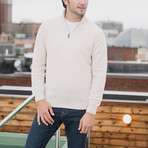 Lambswool Quarter-Zip Pullover Sweater // Winter White (Medium)