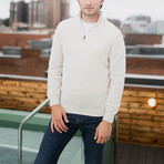 Lambswool Quarter-Zip Pullover Sweater // Winter White (Large)