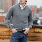 Lambswool Quarter-Zip Pullover Sweater // Gray (XL)