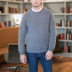 Cashmere-Wool Blend Crew Neck Sweater // Gray (L)