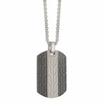 Stainless Steel Chevron + Round Box Necklace // Silver + Dark Gray