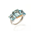 Damiani 18k Two-Tone Gold Aquamarine Ring // Ring Size: 7.5 // Store Display