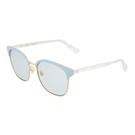 Women's Round Sunglasses // Shiny Endura Gold + Shiny Baby Blue