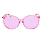 Women's Round Sunglasses // Shiny Transparent Fuchsia