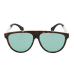 Men's Aviator Sunglasses // Havana + White + Green