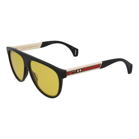 Men's Aviator Sunglasses V1 // Black + White + Yellow