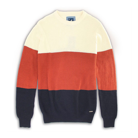 7 Gauge Colorblock Sweater // Navy + Russet + Ivory (S)
