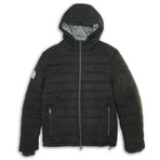Suede Finish Zip-Front Puffy Quilted Jacket // Black (S)