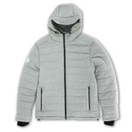 Suede Finish Zip-Front Puffy Quilted Jacket // Echo Gray (XL)