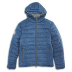 Suede Finish Zip-Front Puffy Quilted Jacket // Catamaran Navy (2XL)