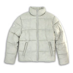 Mock Collar Matte Finish Quilted Zip-Front Jacket // Perma Frost (S)