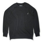 Side Zip French Terry Popover Crewneck // Black (S)