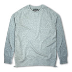 Side Zip French Terry Popover Crewneck // Light Gray Mel (XL)