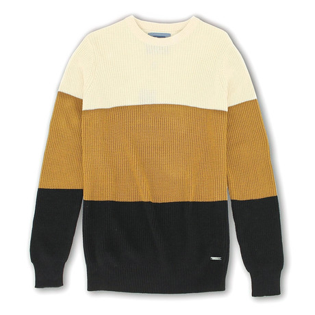 7 Gauge Colorblock Sweater // Black + Tan + Ivory (S)