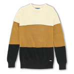 7 Gauge Colorblock Sweater // Black + Tan + Ivory (L)