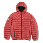 Puffer Jacket with Sherpa lined Hood // Red Bitters (2XL)