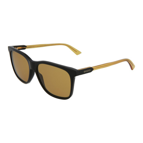 Unisex Square Sunglasses // Black + Yellow + Brown