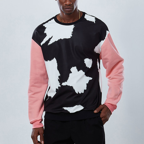 Cow Sweatshirt // Black + Pink (S)