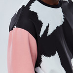 Cow Sweatshirt // Black + Pink (L)