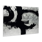 Onyx Gesture // Frameless Reverse Printed Tempered Art Glass with Silver Leaf (Onyx Gesture I)