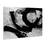 Onyx Gesture // Frameless Reverse Printed Tempered Art Glass with Silver Leaf (Onyx Gesture I)