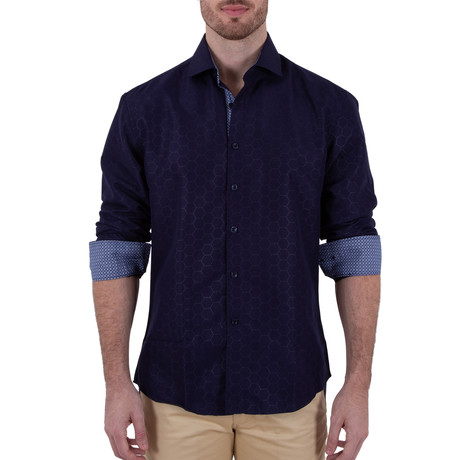 Santa Fe Button Up Shirt // Navy (XS)